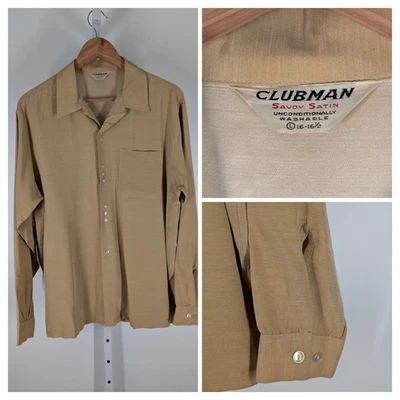 Vintage 40s 50s Club Man Savoy Satin Gangster Rockabilly Mod Atomic Shirt L USA - Image 1 of 4