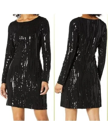 Karen Kane Black Sequin Stretch Knit Sheath Dress  size Large - Image 1 of 4