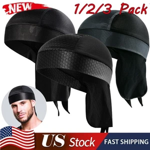 PACK 1/2/3 Hombres Motocicleta Envoltura Motociclista Du Do Bandana Doo Cabeza de Trapo Calavera Gorra Durag - Imagen 1 de 25