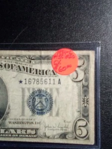 1934C STAR $5 Note In Fine Condition See Pictures - Picture 1 of 7