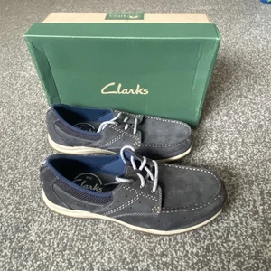 Clarks Ramada Inglés Encaje Azul Marino Nubuck Barco Zapatos Clásicos Talla 8.5 Reino Unido - Imagen 1 de 10