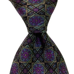BRIONI Men's 100% Silk XL Necktie ITALY Luxury Designer Geometric Blue/Multi EUC - Picture 1 of 3