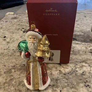 2021 Hallmark Keepsake Blown Glass Ornament Sprightly Santa Handcrafted Poland - Picture 1 of 6