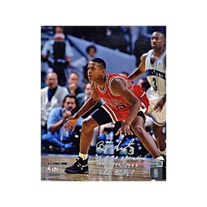 BJ Armstrong Chicago Bulls handsigniertes & mehrfach beschriftetes 8x10 Foto (CX Auth) - Bild 1 von 1