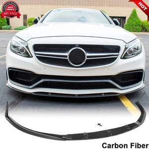 For Mercedes Benz C-Class W205 C205 C63 15+ REAL CARBON Front Bumper Lip Spoiler - Picture 1 of 12