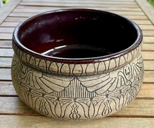Vintage Western Stoneware Monmouth Art Deco Egyptian Lotus Flower Pottery Bowl - Picture 1 of 16