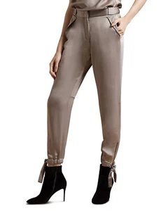 Women Halston SLIM Fit ANKLE TIE SATIN Pants Hook/Zip Fly Closure  $295 B4HP - Picture 1 of 6
