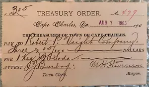 1905 Zahlung an Robert P. Voight Co. Norfolk VA für Fass B. C. Soda - Bild 1 von 2