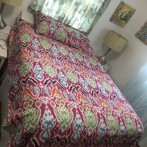 BOHO IKAT 3pc Full/ Queen Quilt Set by Lush Decor Aqua, Fushia Multicolored - Picture 1 of 11