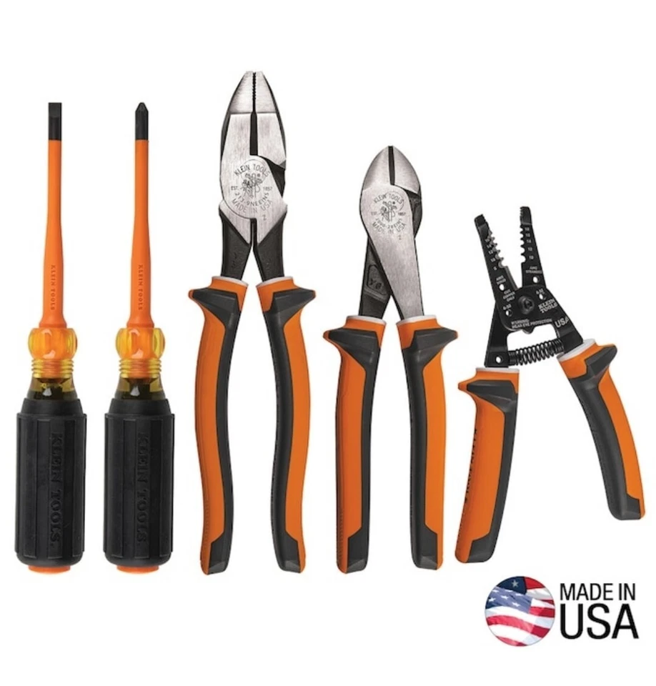 Klein Tools 1000V 5-Piece Insulated Tool Kit Safety Rated 9415R - USA MADE