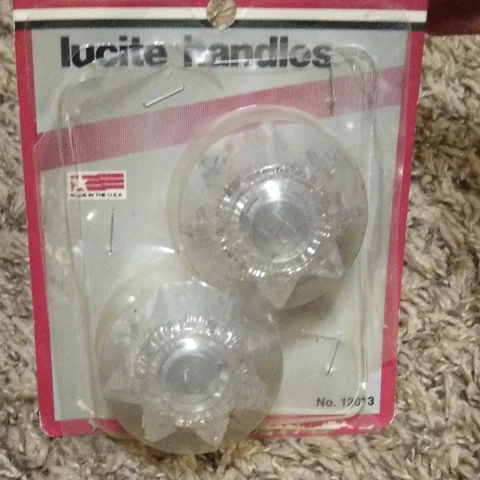 Vtg 1986 Merlard Lucite Faucets Hot And Cold Knobs New Old Stock Open Pack Cover