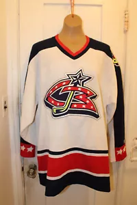 CCM Columbus Giacche Blu Maglia Uomo XL 90s Vintage Bianco Sport Maska Air Knit - Foto 1 di 9