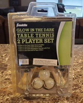 Vintage NEW Franklin Glow in The Dark Table Tennis Paddles Balls Net W/Post Tape - Image 1 of 4