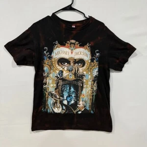 Y2K Michael Jackson Dangerous Tour T-Shirt Uomo M Nero Candeggina Cravatta Tinta Band Tee - Foto 1 di 5