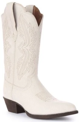 Bota Feminina Ariat Heritage Fit Pull On Western Off White EUA 6 - 11 - Imagem 1 de 4
