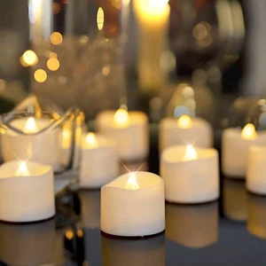 LED Tea Lights – 12 Pack Warm White Electric Candles - Wedding, Halloween, Decor - Picture 1 of 11