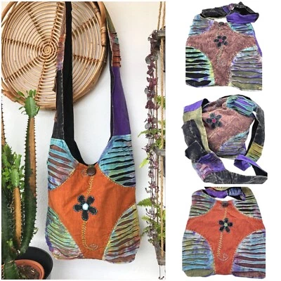 Beuteltasche Yogi-Bag Sadhu Bag Baumwolle stonewashed Batik 37x34cm Hippie Ethno - Bild 1 von 4