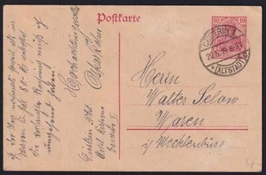 Deutsches Reich Ganzsache Postkarte P107 II Cüstrin n Waren 1919 - Bild 1 von 2