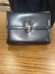 Auth.Salvatore Ferragamo   Gray Metallic Small Clutch/wallet - Picture 1 of 12