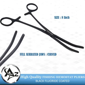 Hemostatos de pesca pinzas de bloqueo alicates abrazaderas herramienta gancho removedor curvo 8" - Imagen 1 de 6