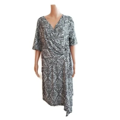 Vestido New Directions Blanco Negro Asimétrico Hojas Cachemira Talla 2X Mujer Nuevo con Etiquetas Foto 1 de 4