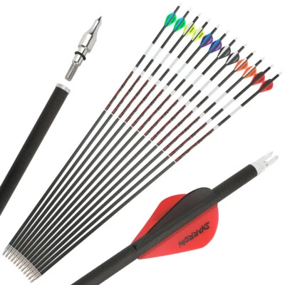 31" Pure Carbon Arrows Vanes Night Light Archery Compound Recurve Bow Hunting - Image 1 of 4