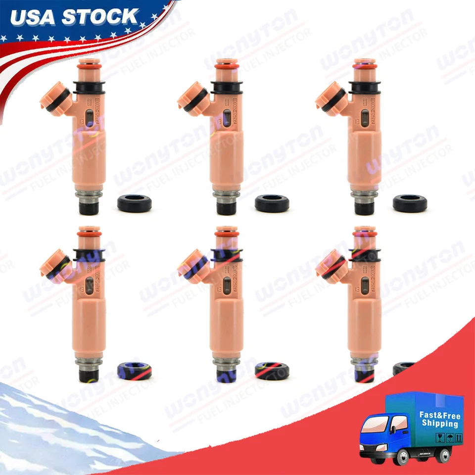 6x Inyectores de combustible 23250-20030 para Toyota Sienna Solara Lexus RX400h RX330 3,3 L Foto 1 de 4