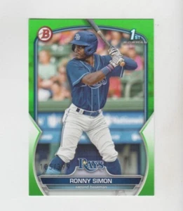 Ronny Simon 2023 BOWMAN PAPER STOCK PROSPECT NEON GREEN PARALLEL /399 RAYS - Picture 1 of 1