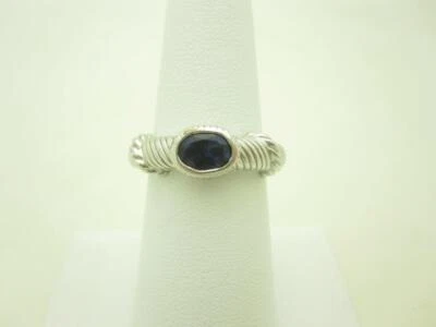 Judith Ripka Sterling Silver Purple Amethyst Oval Stone Rope Bezel Ring Sz 7 - A - Image 1 of 4