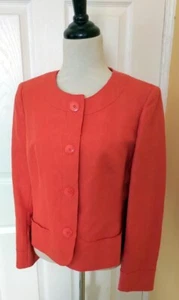 TALBOTS Salmon Pink Embossed Floral Italian Cotton Blend Dress Jacket (10P) - Picture 1 of 7