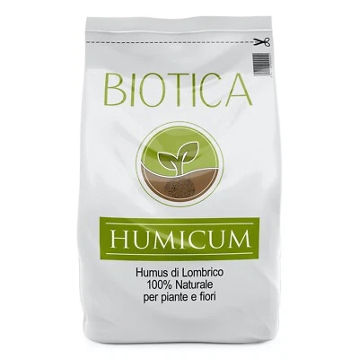 BIOTICA Humus di lombrico 100% Naturale HUMICUM - 25 Litri - Fertilizzante Natur