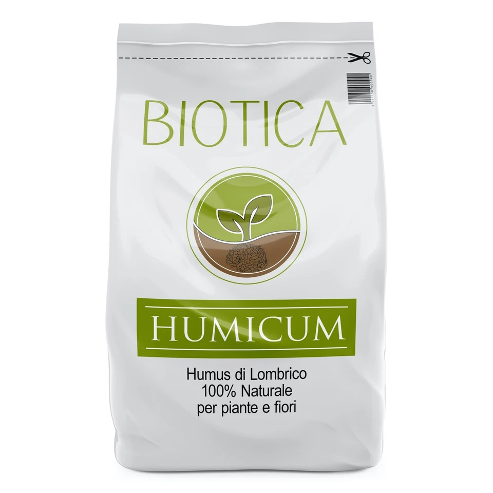 BIOTICA Humus di lombrico 100% Naturale HUMICUM - 25 Litri - Fertilizzante Natur