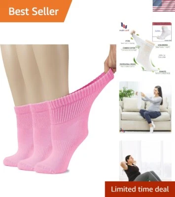Comfortable Women's Diabetic Ankle Socks - Seamless Toe & Wide Fit, 3 Pairs - Image 1 of 4