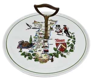 Vintage French Porcelain Cheeseboard with Handle – Alsace Region Tableware - Bild 1 von 11