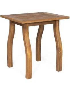 100% Acacia Wood Side Accent Table, Nightstand, Wooden Outdoor Indoor Pool Decor - Picture 1 of 3