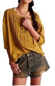 Free People We The Free Redone T-Shirt Adriatic Sea Mustard Damen 3/4 Arm S - Bild 1 von 13