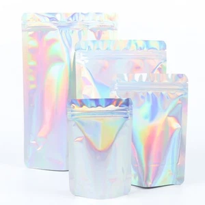 Holographic Silver Gripseal Bags Gusseted Zipper Lock Pouch BPA Free Food Packin - Picture 1 of 24