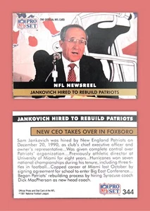 ⚓️🏈NFL Newsreel - Jankovich Hired to Rebuild Patriots - NFL 1991 Pro Set #344 - Picture 1 of 1