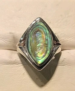 Anillo concha de abulón de plata de ley 925 talla 6 - Imagen 1 de 14