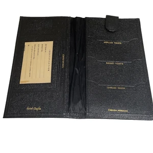 Vintage Lord & Taylor Pebbled Leather Travel Organizer Wallet Black Leather NWOT - Picture 1 of 12