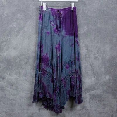 L'POGEE Tie-Dye Asymmetrical Maxi Skirt Art To Wear Fairy Whimsigoth Sz O/S - Image 1 of 4