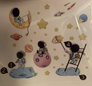 Astronaut Space Wall Decals Boys Kids Bedroom Removable Adjustable New Stars - Picture 1 of 9