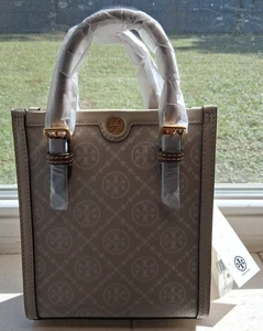 Neu mit Etikett ~ Tory Burch Mini T Monogramm Beuteltasche mit Staubbeutel #150217 ~ elfenbeinfarben ~ Rarität - Bild 1 von 15