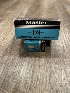 Box Of 12 Laminated Steel Padlocks Master Lock 10 Keyed Alike Vintage NOS - Picture 1 of 4