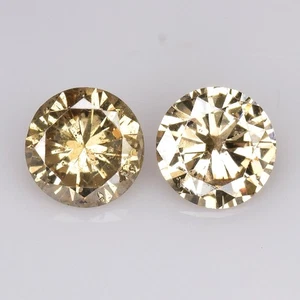 0.32ct 2pcs Natural Loose Diamond Round Cut Light Brown - I2 Clarity 3.5mm - Picture 1 of 1