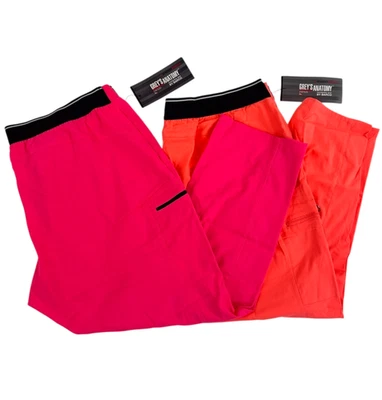 Paquete de 2 pantalones para mujer Grey's Anatomy 4XL rosa + naranja brillante GRSP500 Scrub Barco Foto 1 de 4
