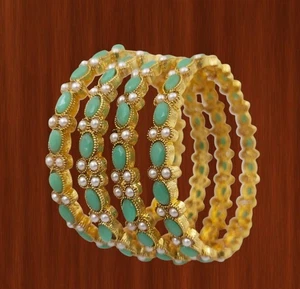 Indianerschmuck vergoldet Armreif Bollywood Ethno Hochzeit Party Wear Armreifen - Bild 1 von 5
