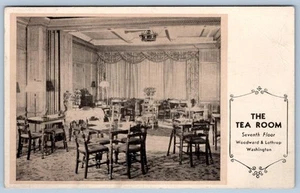 1935 Woodward & Lothrop Kaufhaus Teestube Washington DC Postkarte - Bild 1 von 2