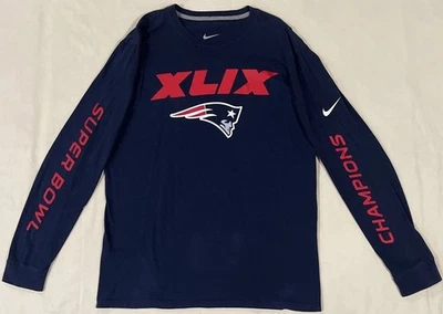 Nike New England Patriots Super Bowl XLIX Champions NFL Blue Long Sleeve Shirt! - Image 1 of 4