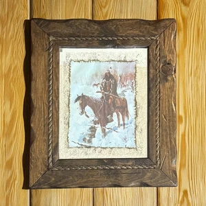 Vintage 1970s Winter Trail by Carl Funseth Framed Mirror Western Wall Art - Picture 1 of 5